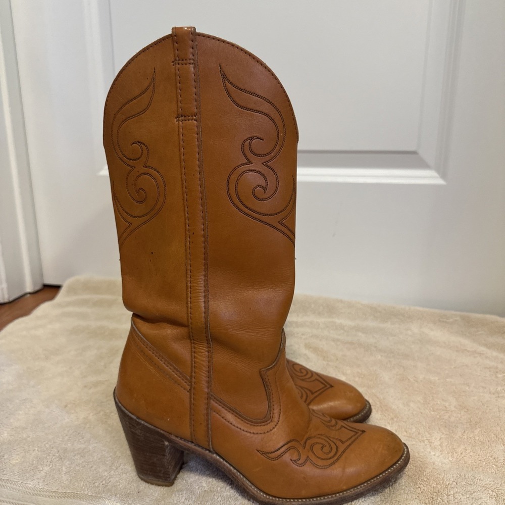 Vintage Western Dingo Boots Leather Heeled Rodeo Embroidered Cowboy Women's SZ 7 - Picture 8 of 16